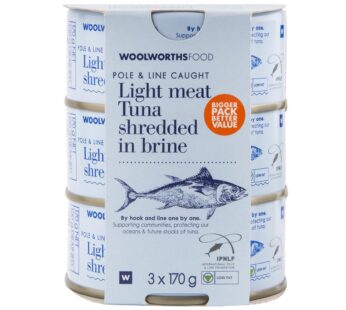 Light Meat Tuna Shredded in Brine 3 x 170 g