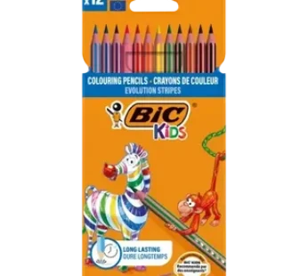 BIC Kids Evolution Stripes Colouring Pencils 12-Pack