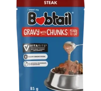Bobtail Steak Gravy With Chunks Dog Food 85g