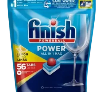 Finish Power Lemon Sparkle All-in-1 Max Dishwashing Tablets 56 Pack