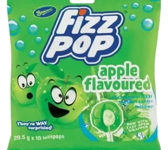 Fizz Pop Apple Flavoured Lollipops 10 Pack
