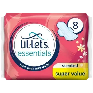 Lil-Lets Essentials Scented Thick Pads with Wings 8 Pack