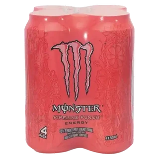 Monster Pipeline Punch Flavoured Energy Fruit Drink Cans 4 x 500ml