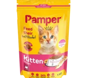 Pamper Chicken Kitten Dry Cat Food 1kg