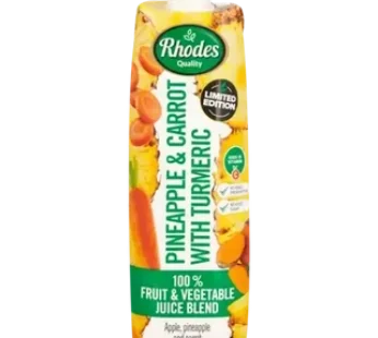 Rhodes Quality Pineapple & Carrot with Turmeric Limited Edition 100% Fruit & Vegetable Juice Blend 1L