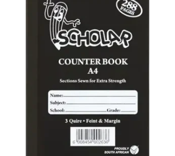 Scholar A4 Feint & Margin Hardcover Counter Book 288 Page