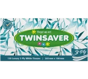 Twinsaver 3 Ply Luxury White Facial Tissues 120 Pack