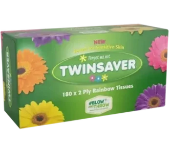 Twinsaver Rainbow Facial Tissues 180 Pack