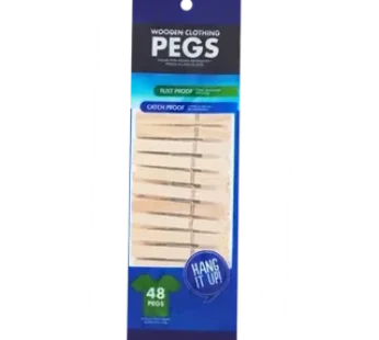 Wooden Clothing Pegs 48-Pack